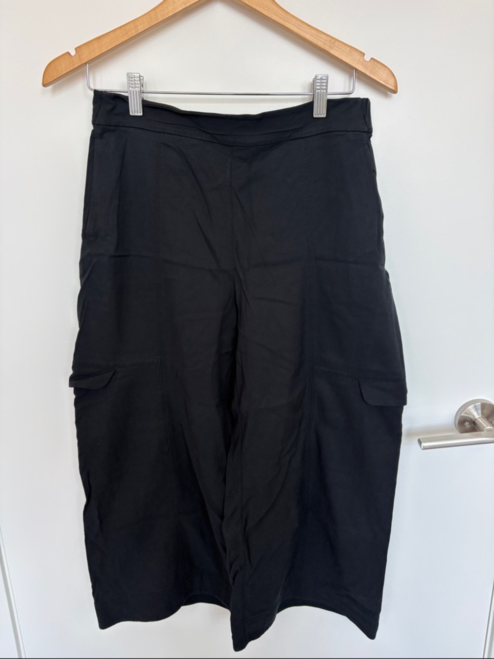 Black Cargo Midi wide leg pant